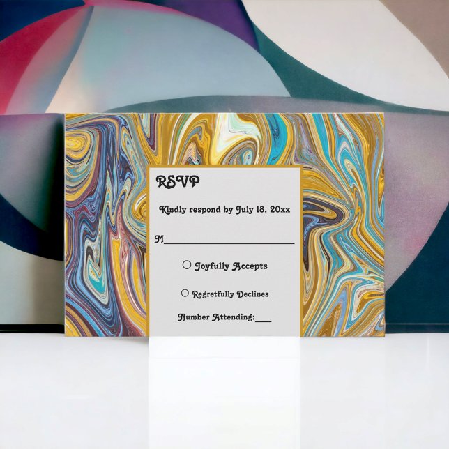 Modern Abstract Art Liquid Painting Artist Wedding RSVP Card (Creator Uploaded)