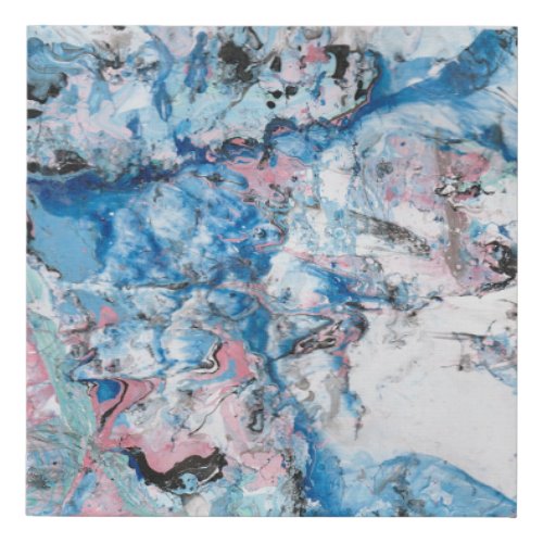 Modern Abstract Art Marble Look Pink Blue Purple Faux Canvas Print