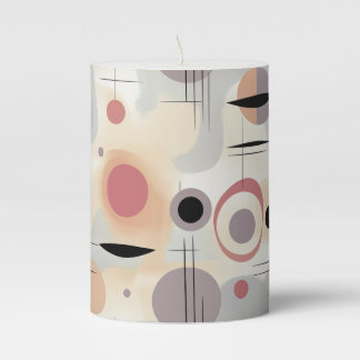 Modern abstract art mid century pillar candle