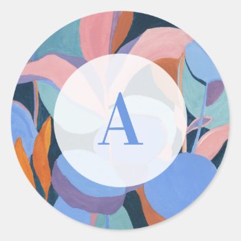 Modern Abstract Art Monogram Initial Sticker by byEunMee at Zazzle