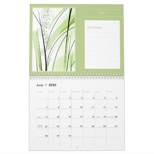 Modern Abstract Art Notes Planning Artwork Calendar