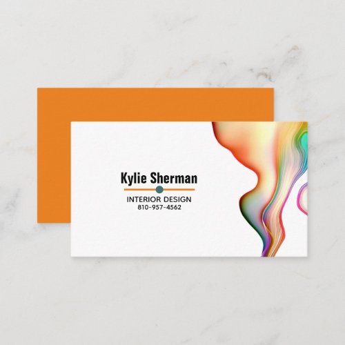 Modern Abstract Art Paint Pour Colorful Business Card