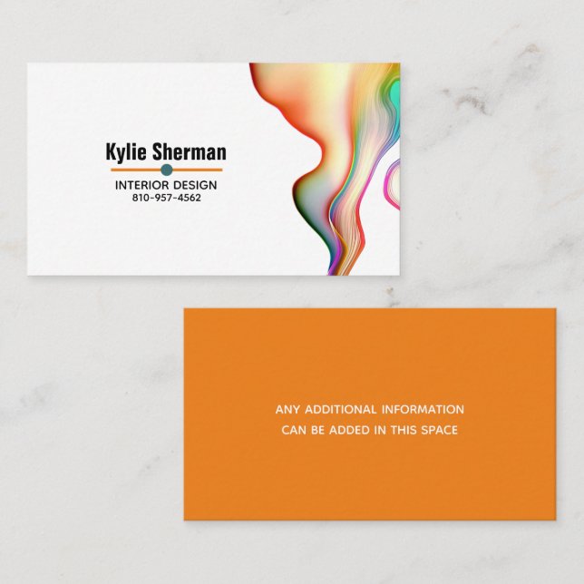 Modern Abstract Art Paint Pour Colorful Business Card (Front/Back)