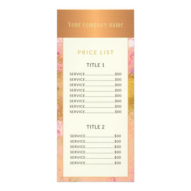 Modern abstract art painting copper gold pricelist rack card (Front)