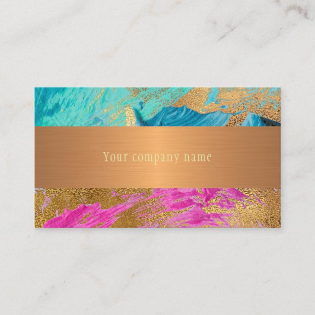 Modern abstract art painting copper gold your name business card (Front)