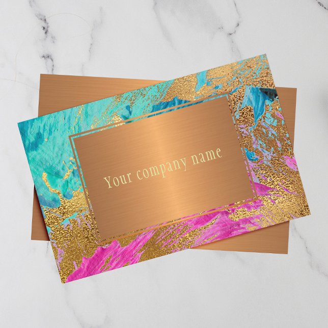 Modern abstract art painting copper gold your name business card (Creator Uploaded)