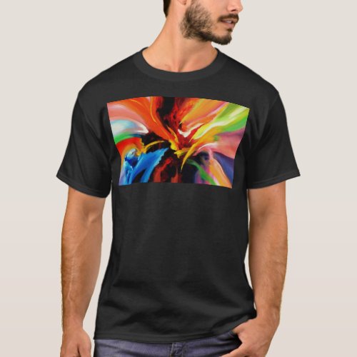Modern Abstract Art Painting Custom Trendy Black T_Shirt