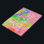 Modern Abstract Art Painting Personalized Name iPad Pro Cover<br><div class="desc">Fun and cheerful abstract painting in a vibrant and playful rainbow of color,  personalized with your name.</div>