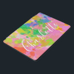 Modern Abstract Art Painting Personalized Name iPad Pro Cover<br><div class="desc">Fun and cheerful abstract painting in a vibrant and playful rainbow of color,  personalized with your name.</div>