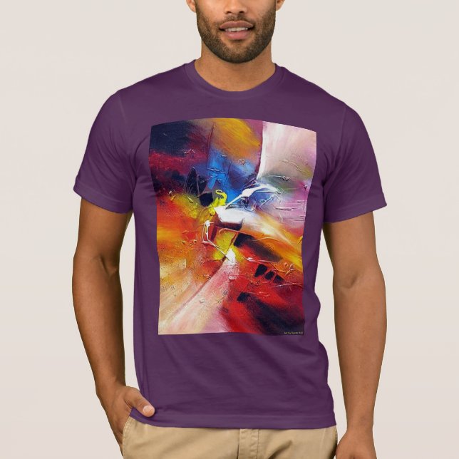 Modern Abstract Art Painting Template Eggplant T-Shirt (Front)