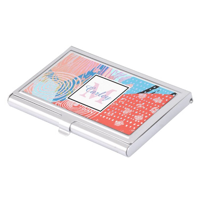 Modern Abstract Art Pattern Personalised  Business Card Case (Front)