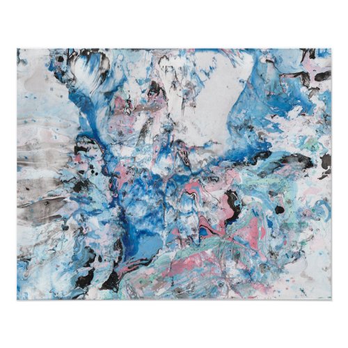 Modern Abstract Art Pink Blue Black White Trendy Poster