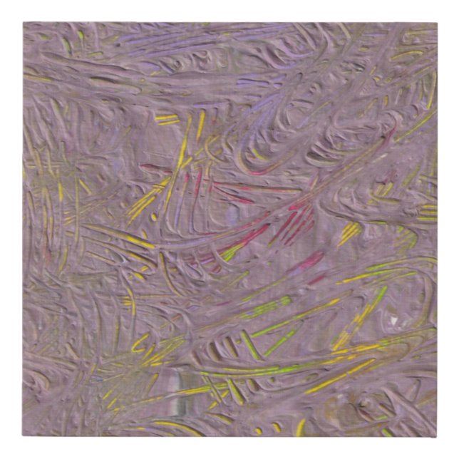 Modern Abstract Art Pink Purple Yellow Green Black Faux Canvas Print (Front)