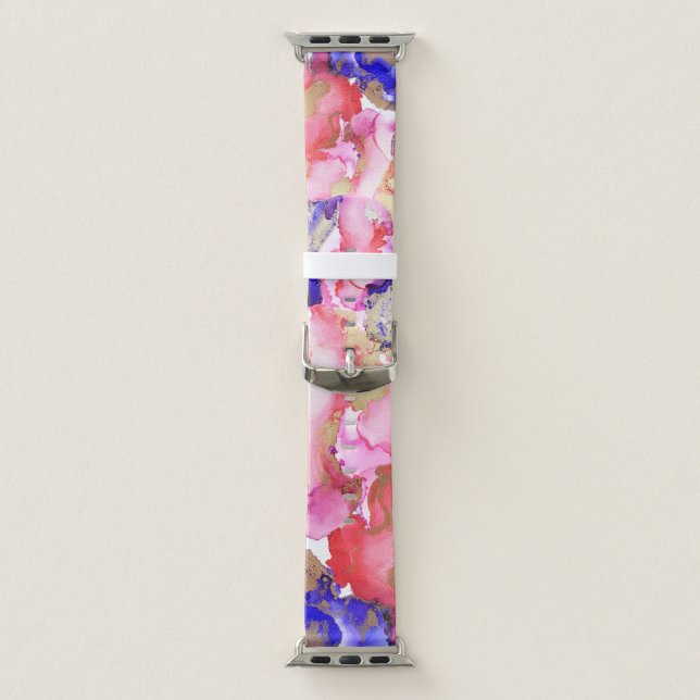 Modern Abstract Art Purple Gold Pink Apple Watch Band (Band)
