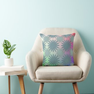 Modern Abstract Art Rainbow Green Floral Pattern