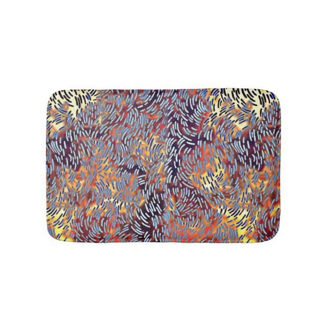 Modern Abstract Art Red Yellow Black Bathroom Mat (Front)