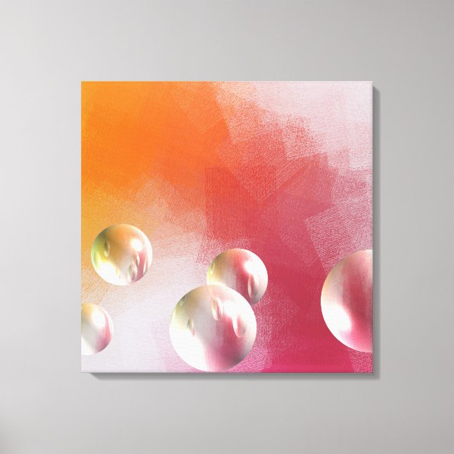 Modern Abstract Art Red Yellow Purple Green Pink Canvas Print (Front)