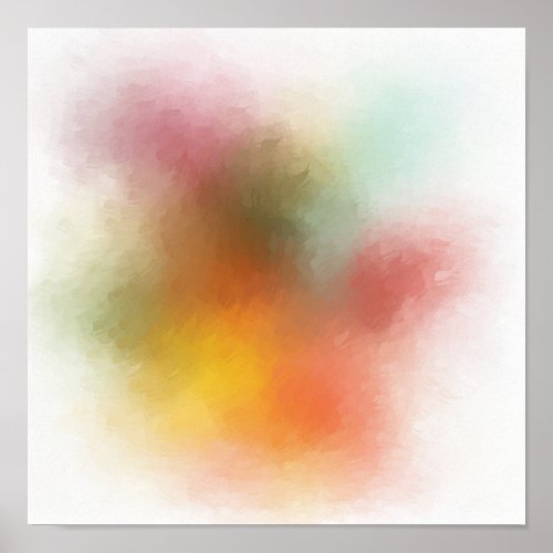 Modern Abstract Art Red Yellow Trendy Colorful Poster