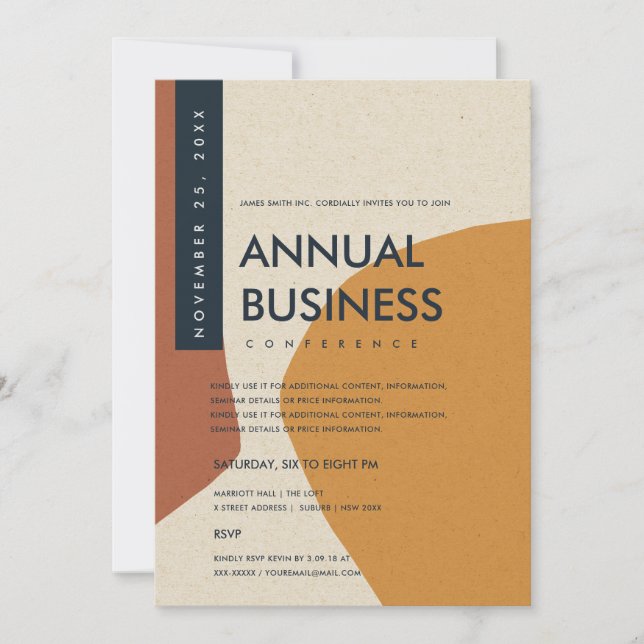 MODERN ABSTRACT ART RUST ORANGE CONFERENCE EVENT INVITATION (Front)