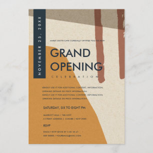 MODERN ABSTRACT ART RUST ORANGE GRAND OPENING INVITATION