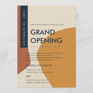 MODERN ABSTRACT ART RUST ORANGE GRAND OPENING INVITATION
