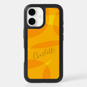 Modern Abstract Art Shapes in Yellow Custom Name iPhone 16 Case