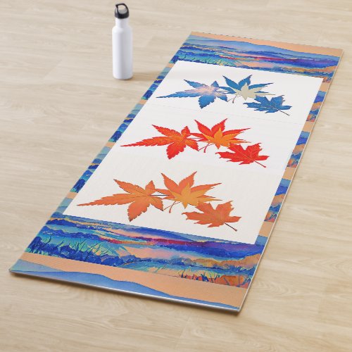 Modern Abstract Art Soothing Calming Maple Leaves  Yoga Mat
