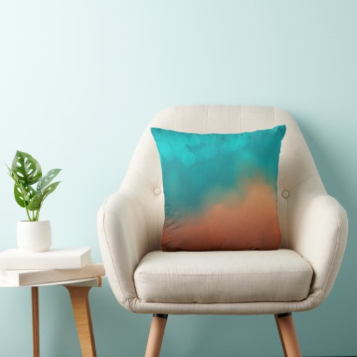 Modern Abstract Art Teal Turquoise Blue Orange Throw Pillow Zazzle