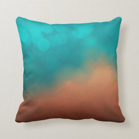 Modern Abstract Art Teal Turquoise Blue Orange Throw Pillow
