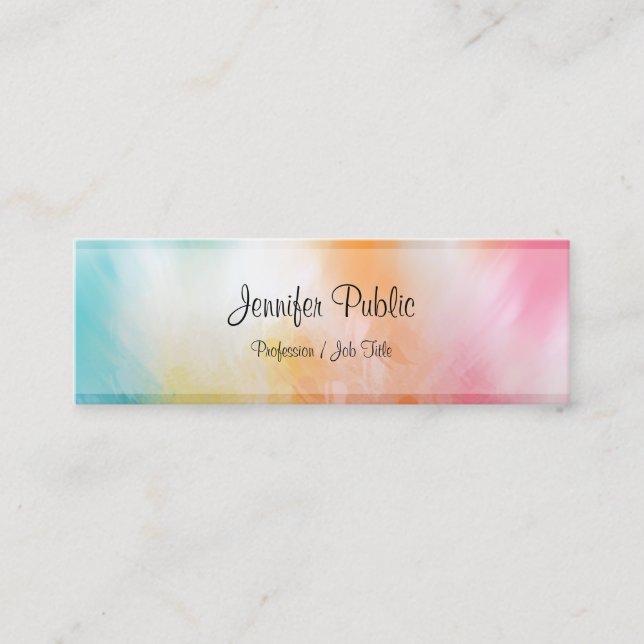 Modern Abstract Art Template Trendy Colorful Mini Business Card (Front)