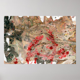 Modern Abstract Art Trendy Black Red Brown Green Poster