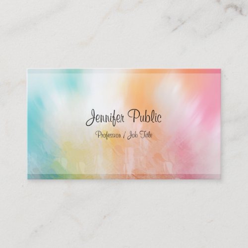 Modern Abstract Art Trendy Elegant Colorful Design Business Card