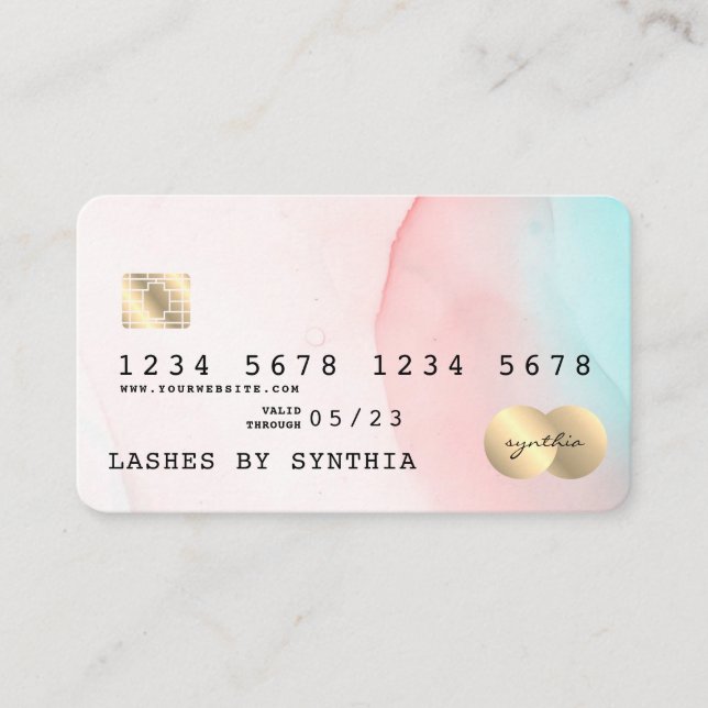 Modern Abstract Art Watercolor Credit Card Style (Front)