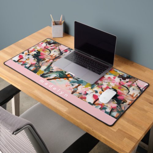 Modern Abstract Art Watercolor Floral Personalized Desk Mat