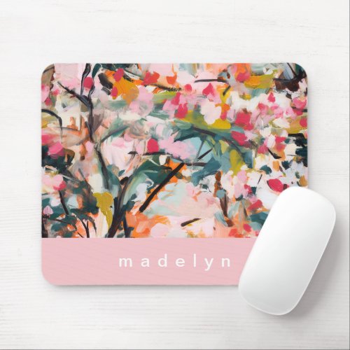 Modern Abstract Art Watercolor Floral Personalized Mouse Pad