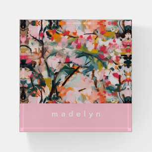 Modern Abstract Art Watercolor Floral Personalized Paperweight