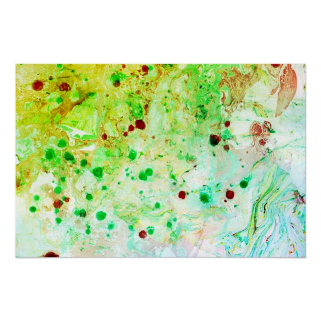 Modern Abstract Art Yellow Blue Green Trendy Poster (Front)