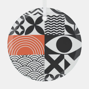 Modern Abstract: Artistic Design Canvas. Glass Ornament