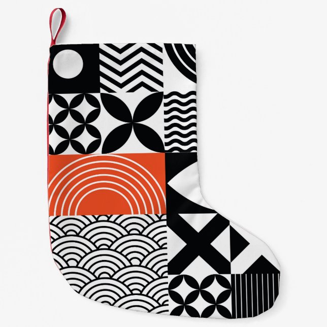 Modern Abstract: Artistic Design Canvas. Small Christmas Stocking (Front)