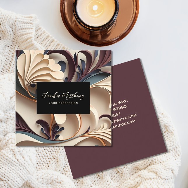 Modern Abstract Artistic Square Business Card (Creator Uploaded)