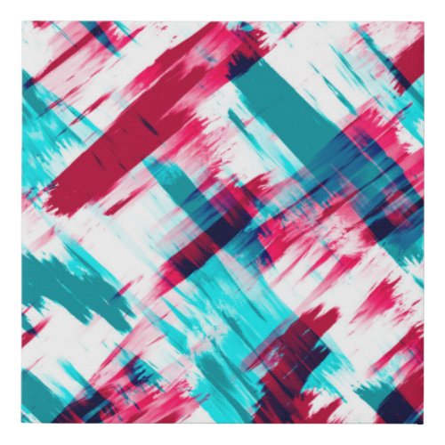 Modern Abstract Artsy Pink Teal Brushstrokes Faux Canvas Print