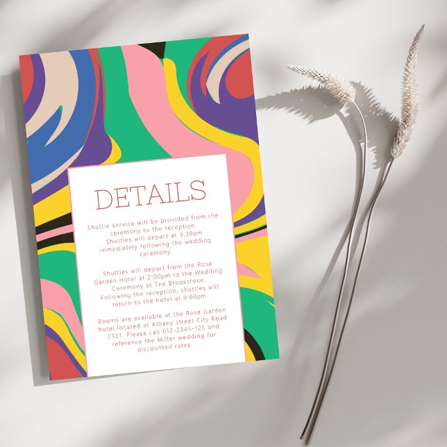 Modern Abstract Artsy Retro Wedding Details Enclosure Card (Creator Uploaded)