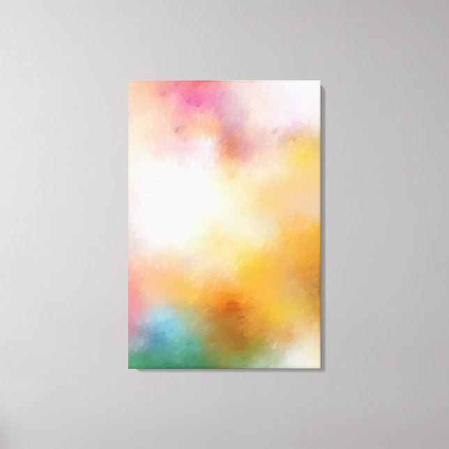 Modern Abstract Artwork Blue Green Yellow Red Canvas Print (Front)