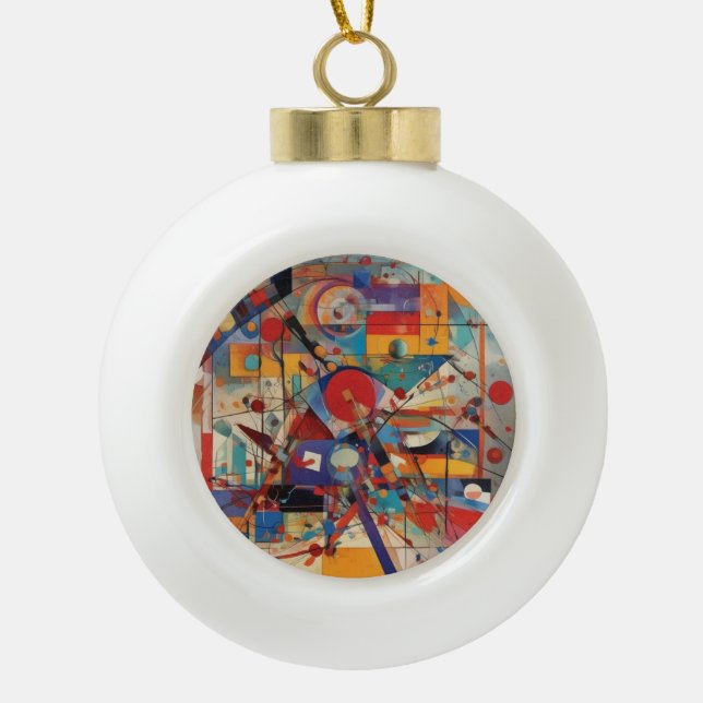 Modern Abstract Artwork Ceramic Ball Christmas Ornament (Front)