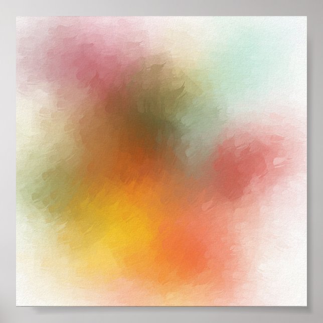 Modern Abstract Artwork Colorful Trendy Red Yellow Poster (Front)