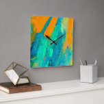 Modern Abstract Artwork Square Wall Clock<br><div class="desc">A colorful modern abstract design</div>