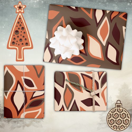 Modern Abstract Autumn Leaf Pattern Wrapping Paper Sheets