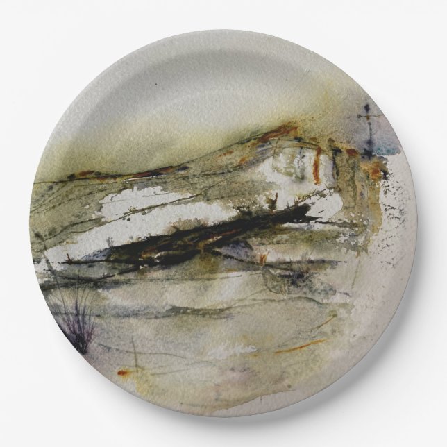 Modern Abstract Autumn watercolour   Paper Plates (Front)