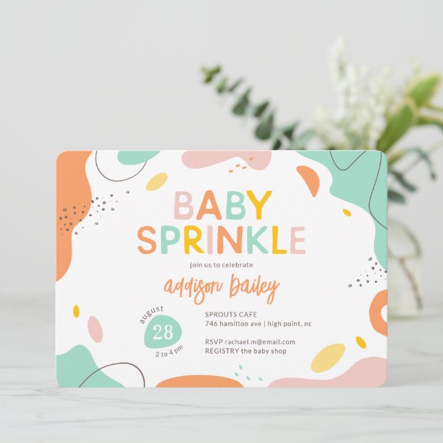 Modern Abstract Baby Sprinkle Invitation (Standing Front)