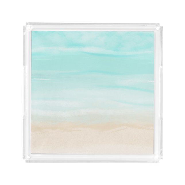 Modern Abstract Beach Acrylic Tray (Front)